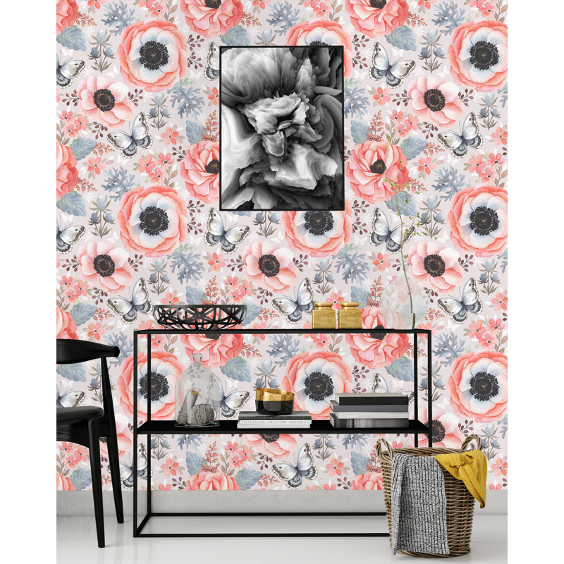 Ebern Designs Broadmeade Peel & Stick Floral Wallpaper Wayfair